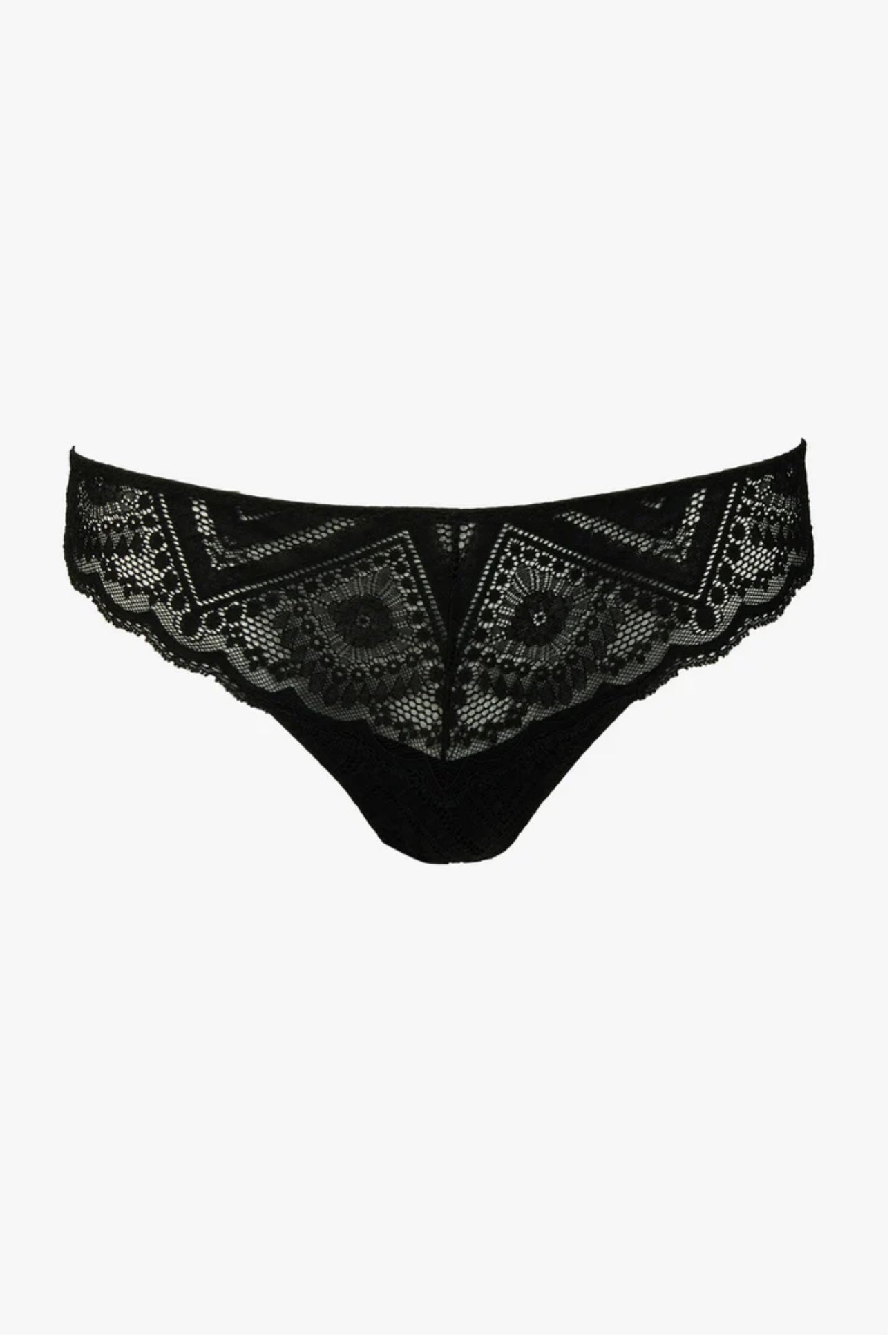 Maison Lejaby: Vertige Black graphic jacquard lace thong