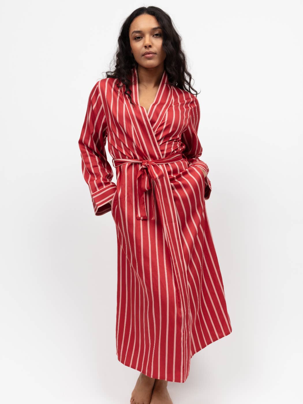 Cyberjammies - Shoreditch Rust Printed Stripe Long Dressing Gown