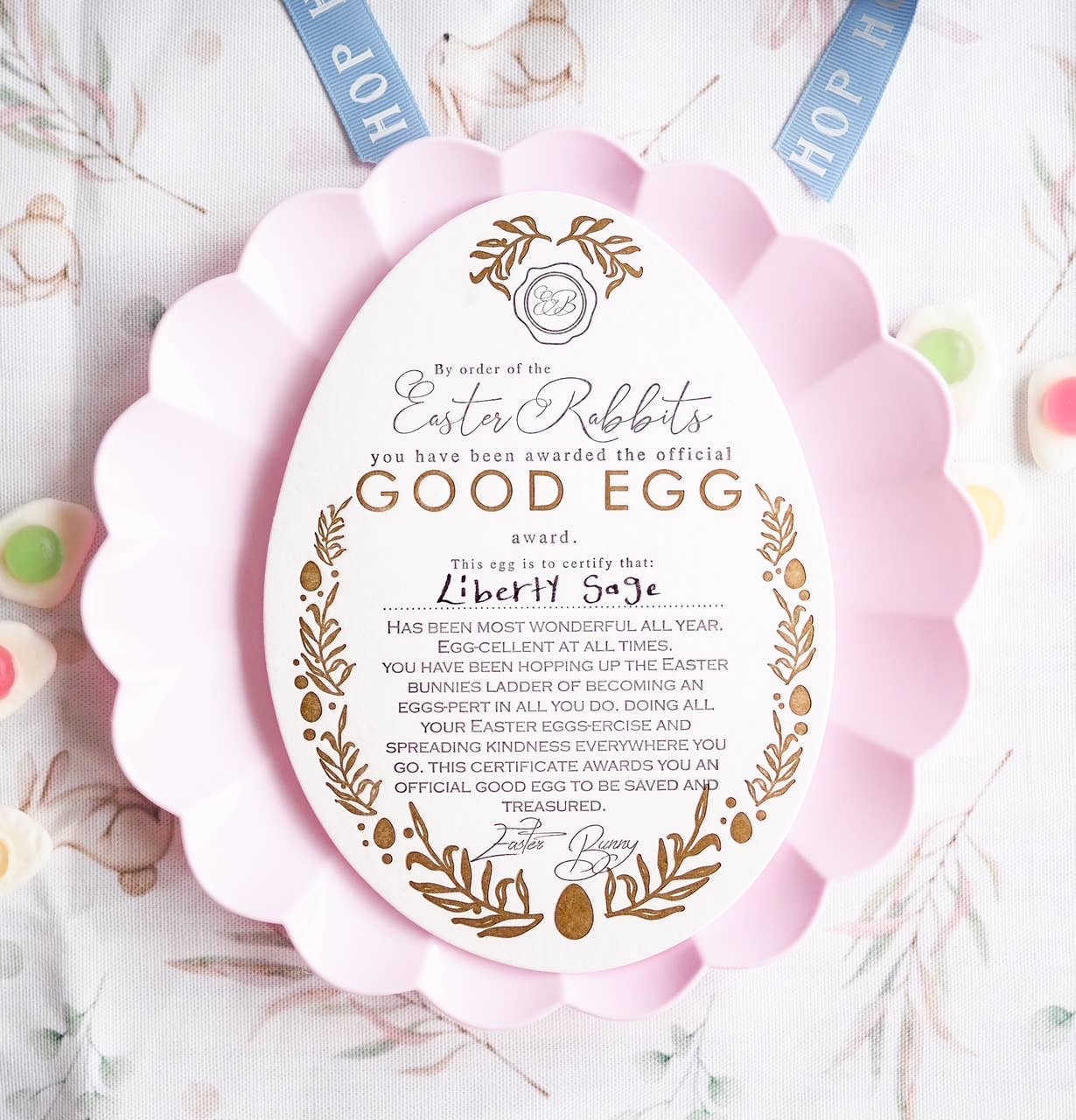 soch and co - Good egg Easter certificate