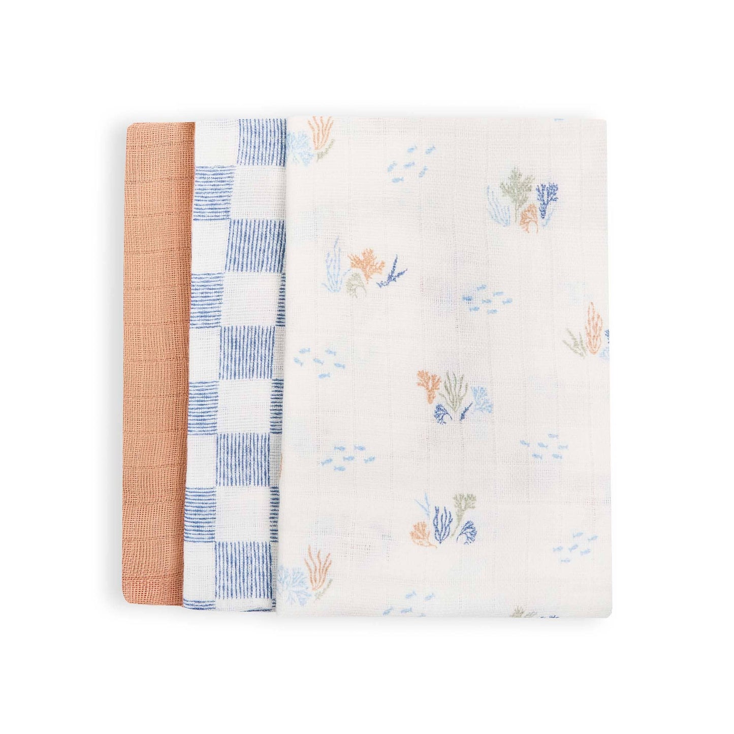 Avery Row - Organic Baby Muslin Squares Set of 3 - Coastline