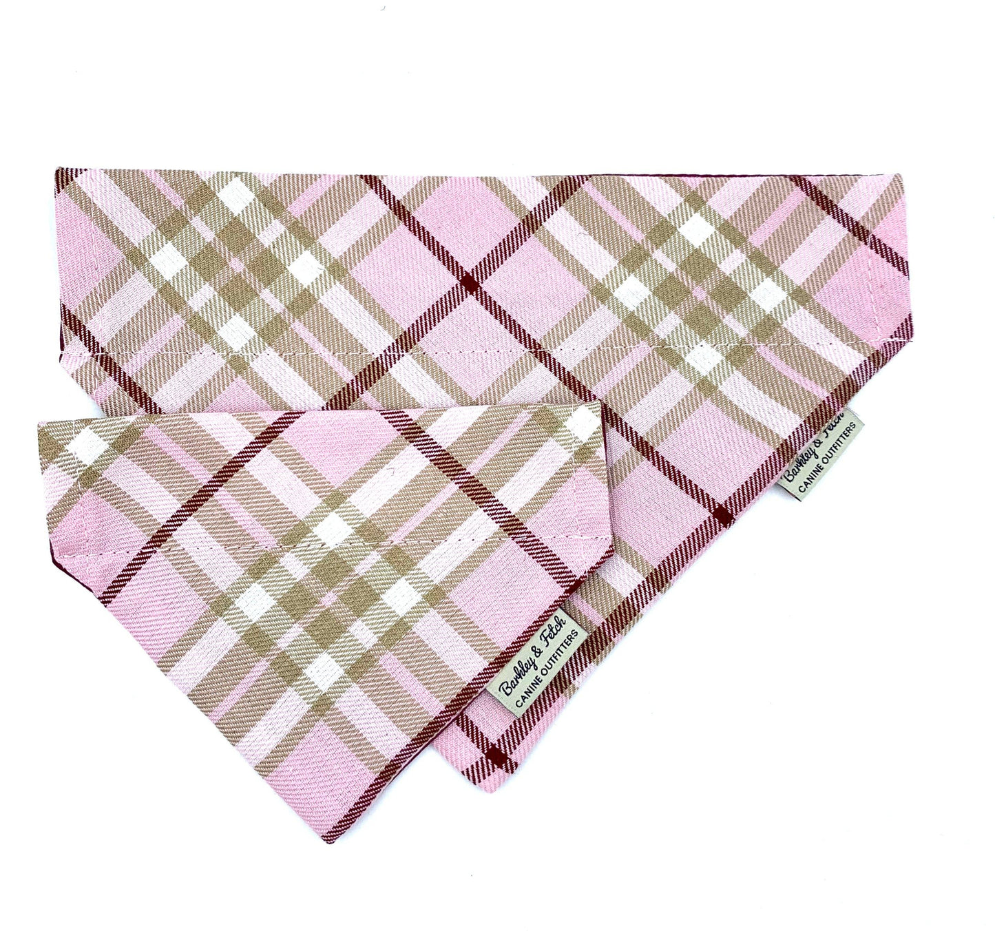 Barkley and Fetch - Pale Pink Tartan Dog Bandana