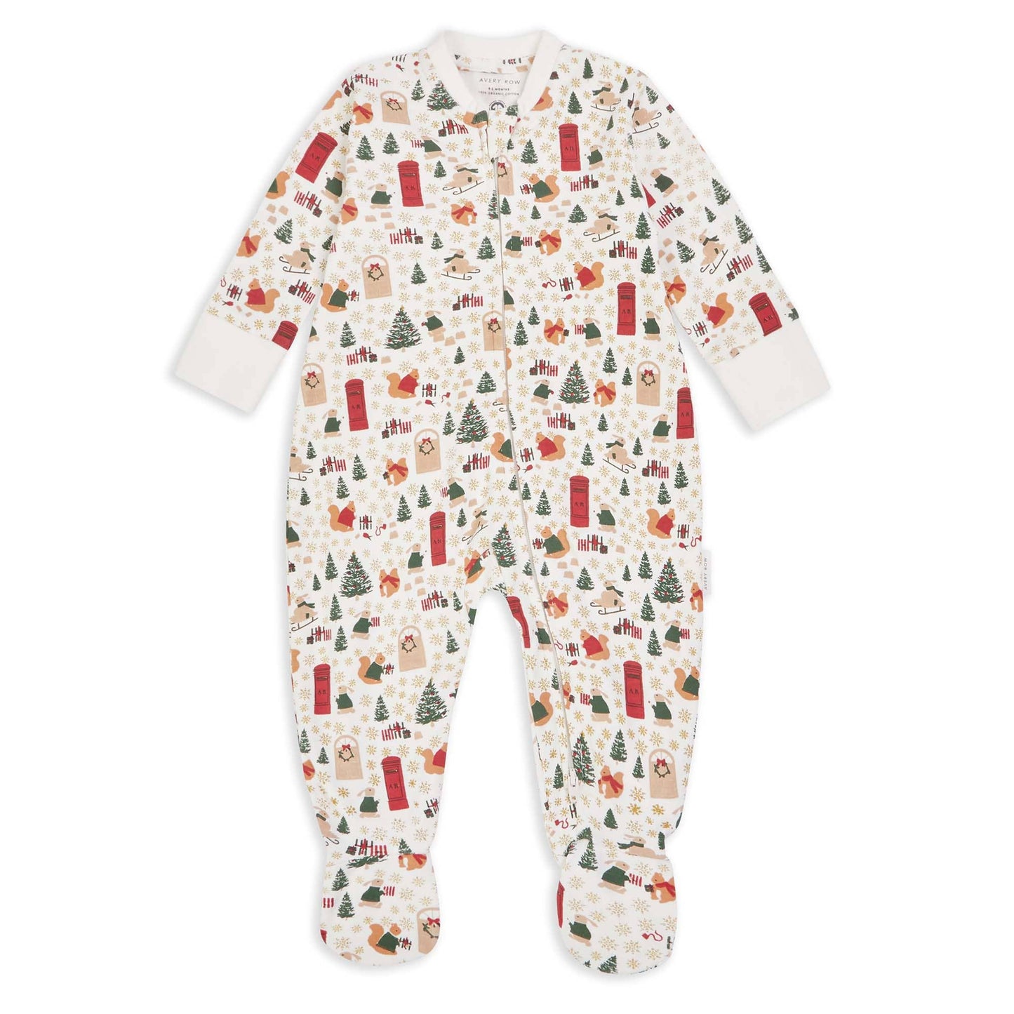 Avery Row - Baby Jersey Sleepsuit - Festive Forest