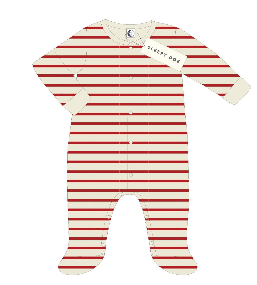 Sleepy Doe - BABY SLEEPSUIT | RED & OATMEAL BRETON