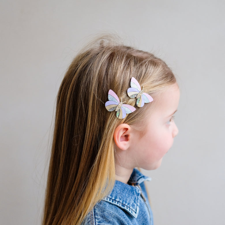 Mimi & Lula Striped Butterfly Hair Clips | Glitter Butterfly Hair Accessories