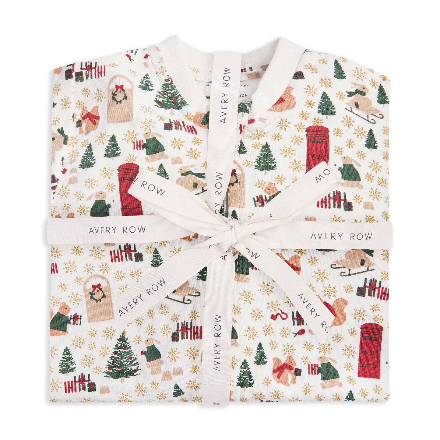 Avery Row - Baby Jersey Sleepsuit - Festive Forest