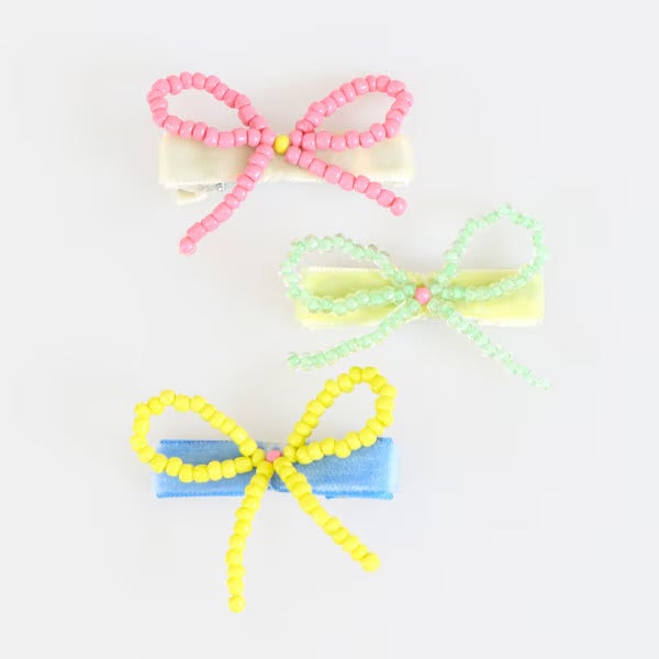 Meri Meri Beaded Bow Hair Clips (Set of 5) | Colourful Beaded Hair Accessories