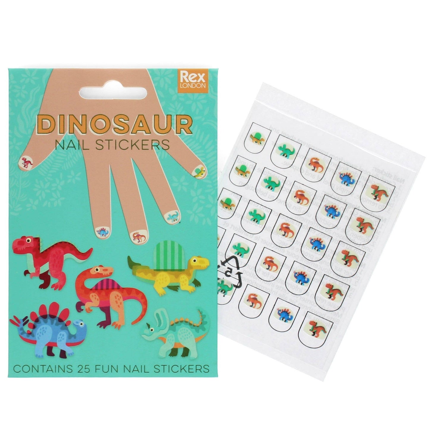 Rex London UK - Children's Nail Stickers - Dinosaur