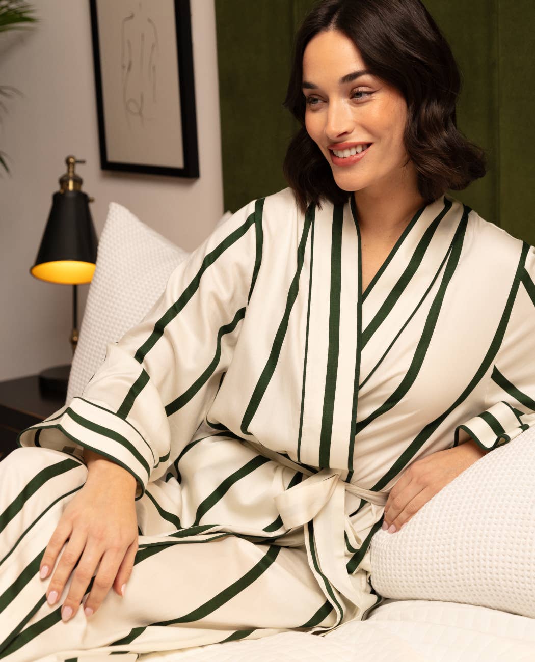 Cyberjammies - Maida Vale Green Stripe Long Dressing Gown
