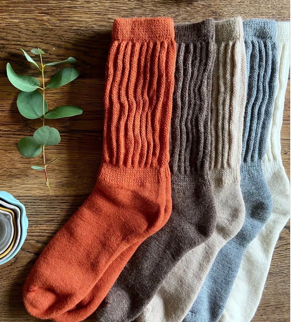 Cosy Alpaca Rib Cushion Socks Pumpkin | Samantha Holmes