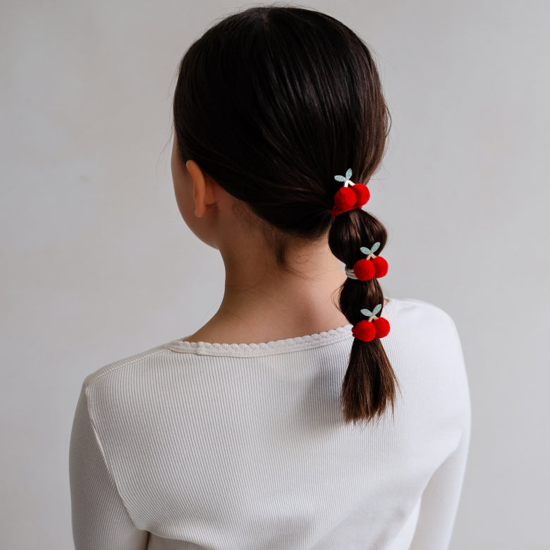 Mimi & Lula Pom Pom Cherries Ponies | Cherry Hair Bobbles for Children