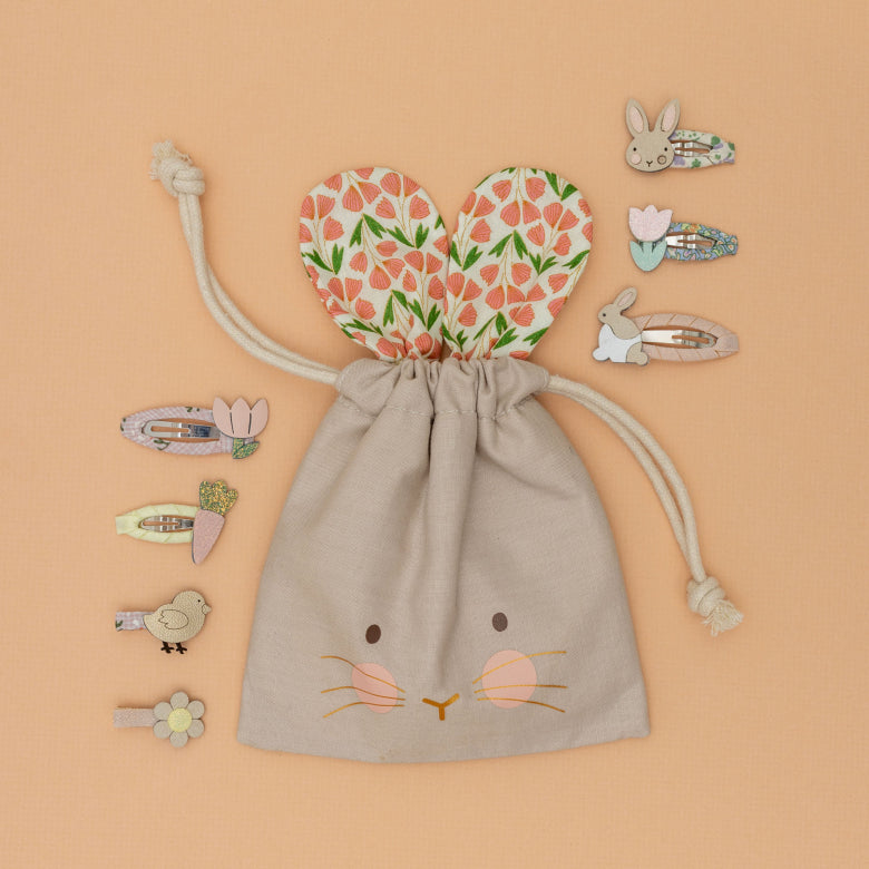 Mimi & Lula Easter Hair Clips Gift Set | Bunny Pouch & Spring Hair Slides