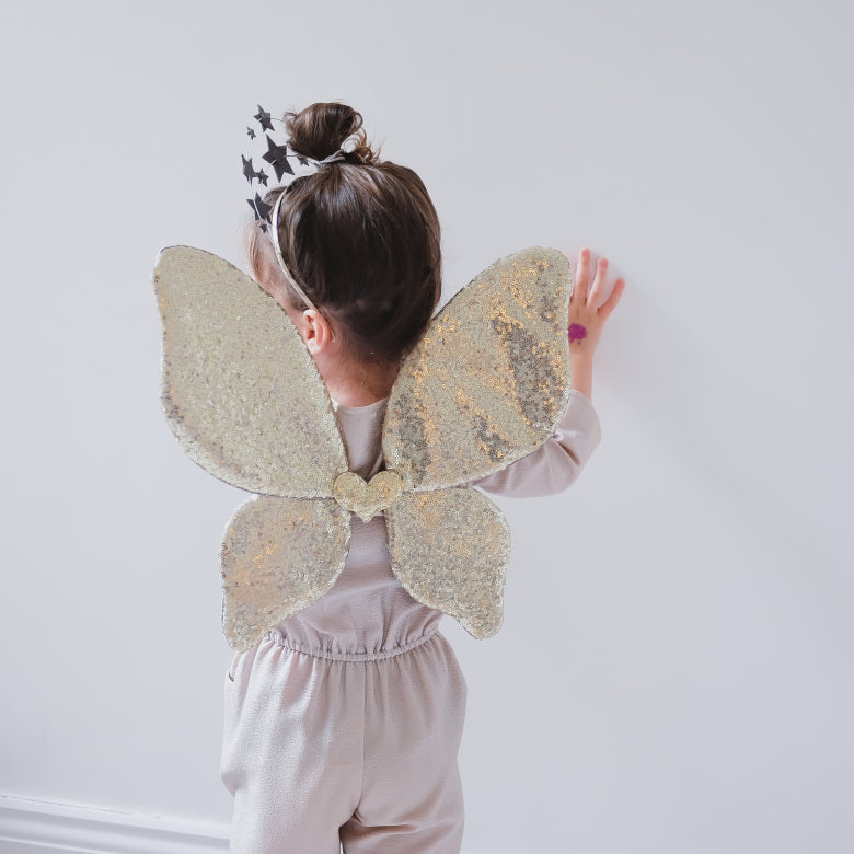 MIMI & LULA Fabulous Gold Sparkle Sequin Wings