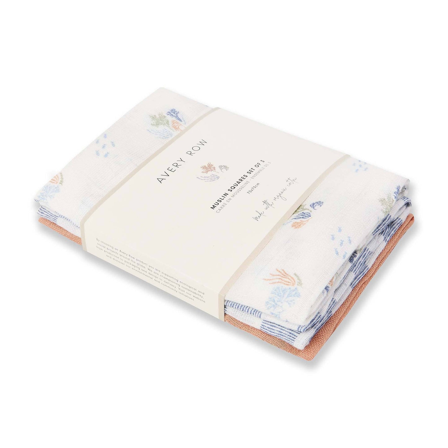 Avery Row - Organic Baby Muslin Squares Set of 3 - Coastline