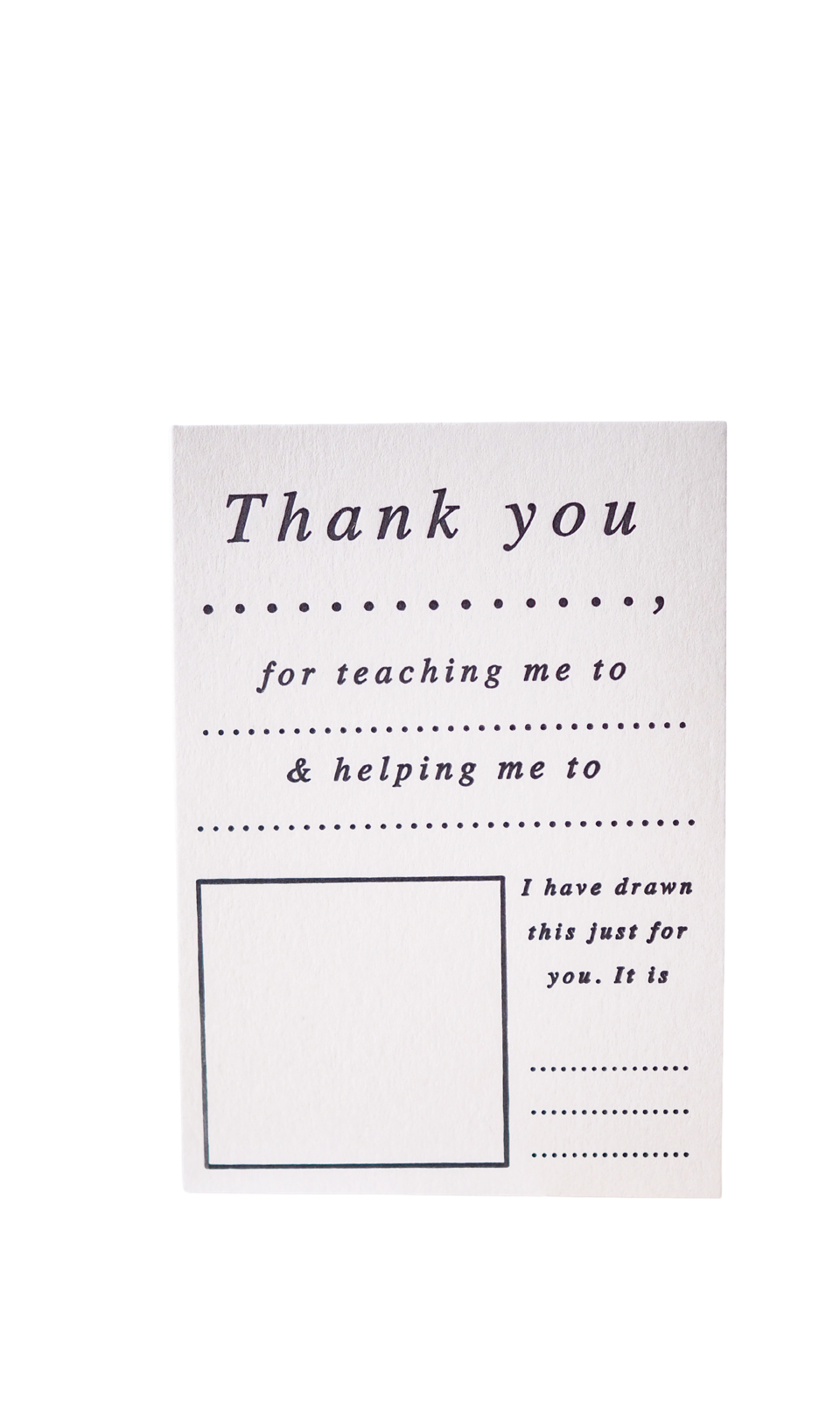 Thank you fill in the blank letter press cards