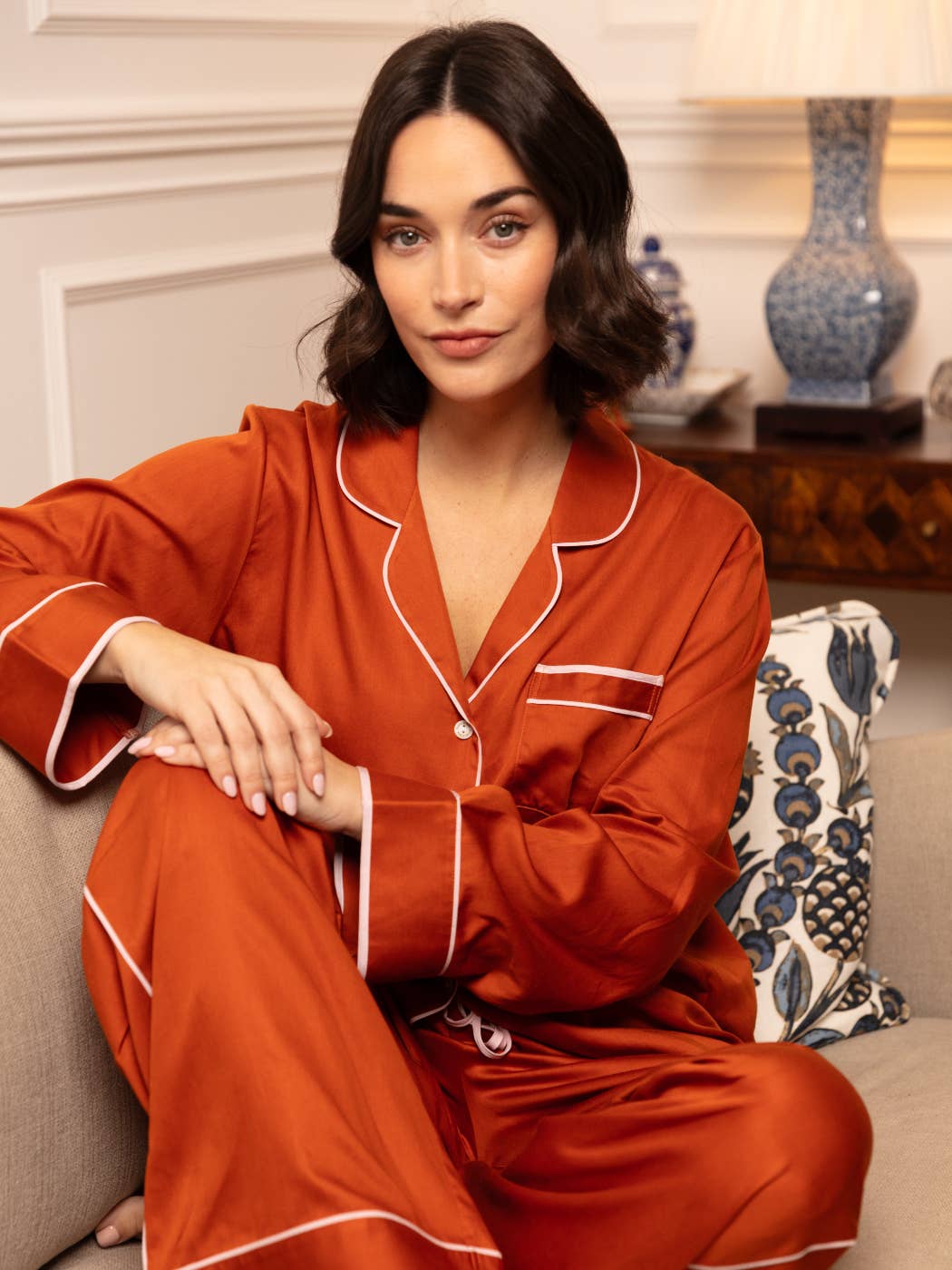 Cyberjammies - Camden Burnt Orange Long Sleeve Pyjama Set