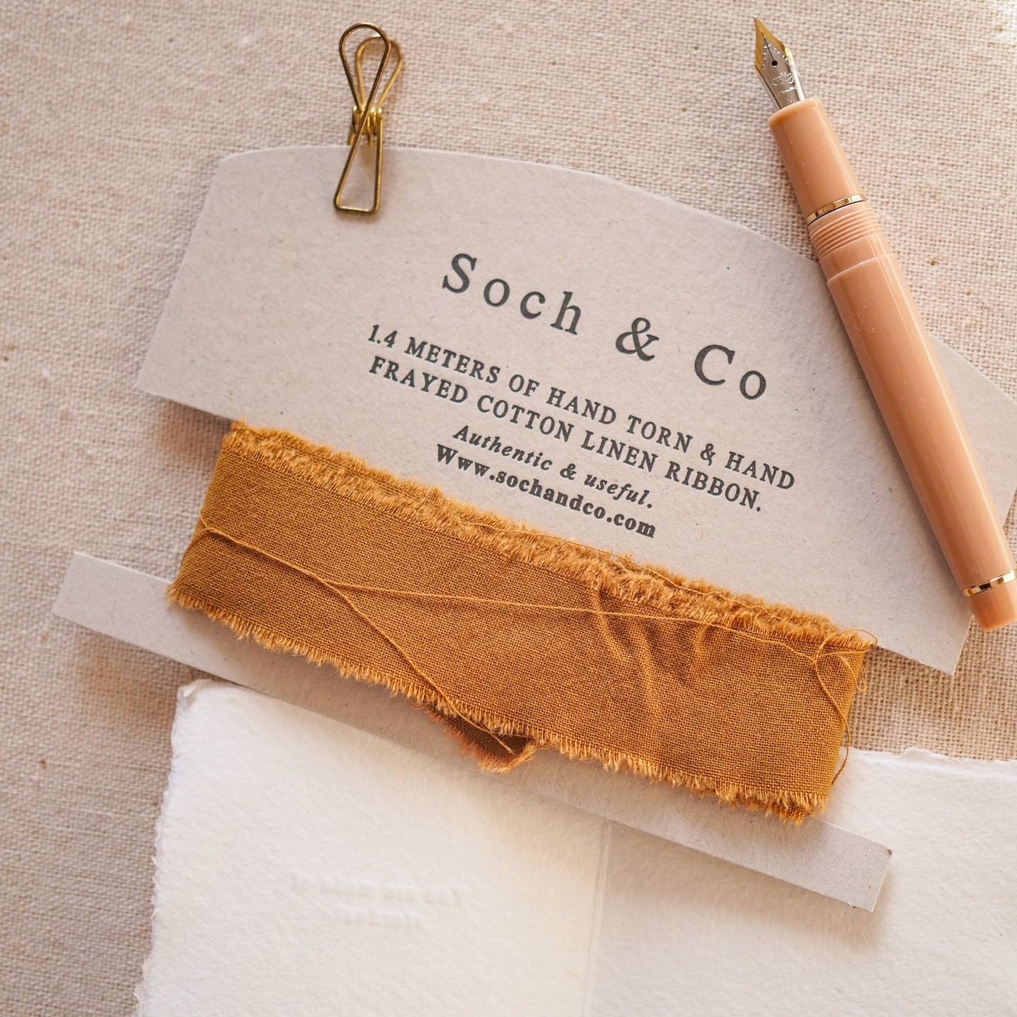 Hand frayed linen ribbon