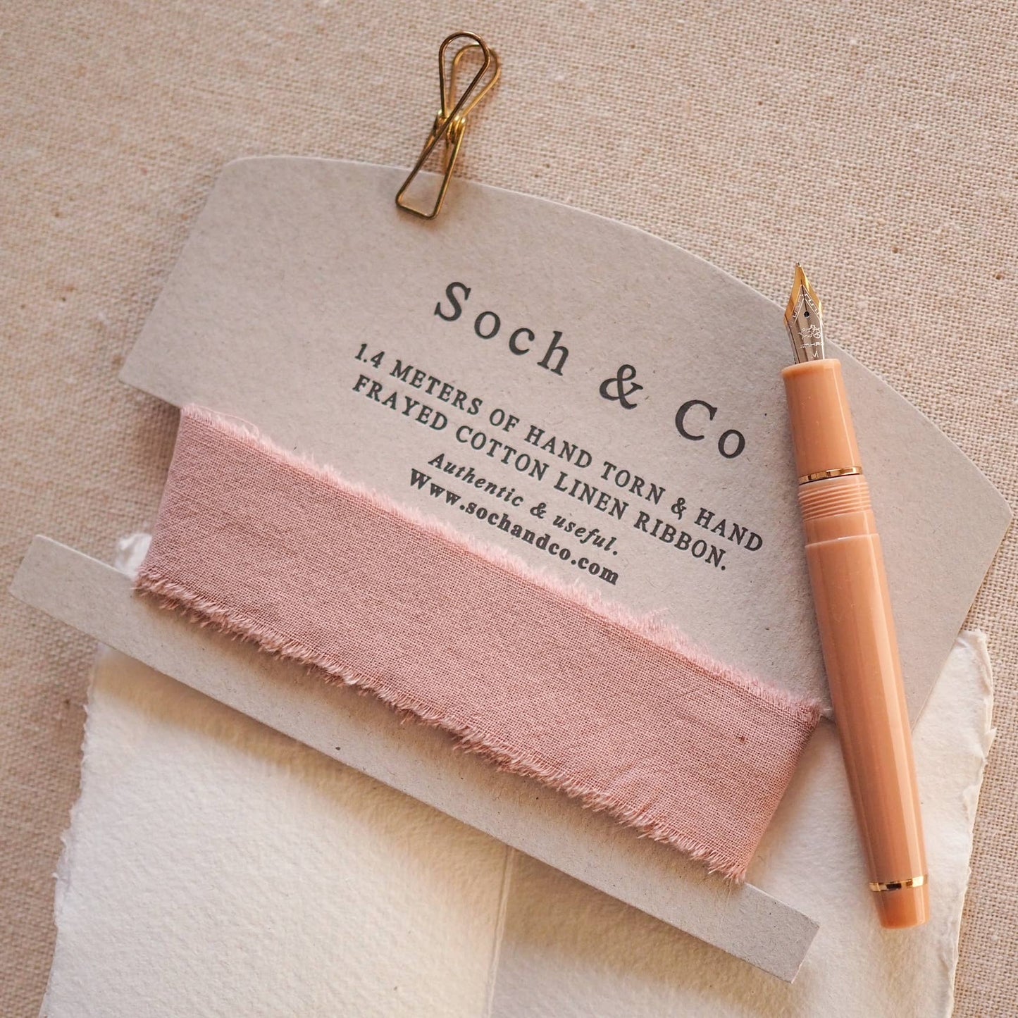 Hand frayed linen ribbon