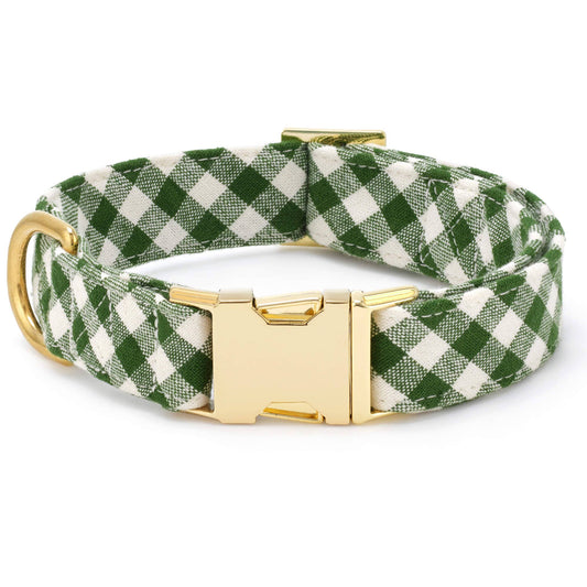 The Foggy Dog - HTH x TFD Mini Gingham Hunter Green Dog Collar