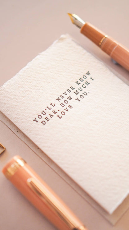 You'll never know letter press printed mini card