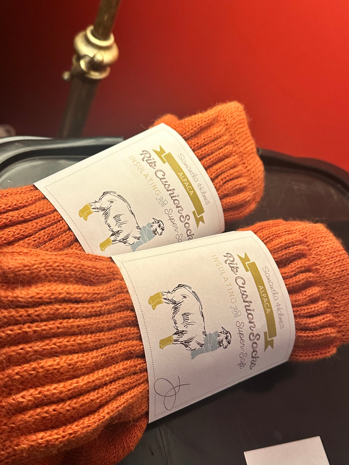 Cosy Alpaca Rib Cushion Socks Pumpkin | Samantha Holmes
