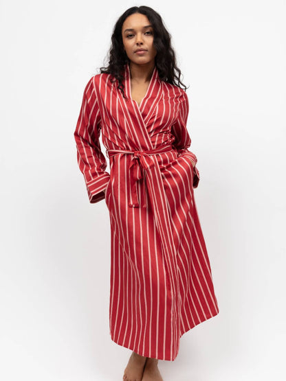 Cyberjammies - Shoreditch Rust Printed Stripe Long Dressing Gown