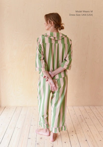 TBCo Green & Pink Cropped Cotton Pyjama