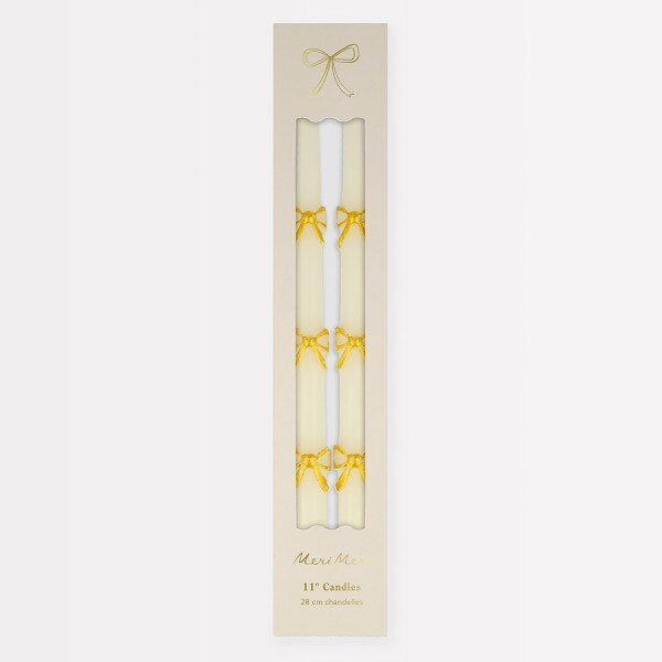 Meri Meri Gold Bow Table Candles x2
