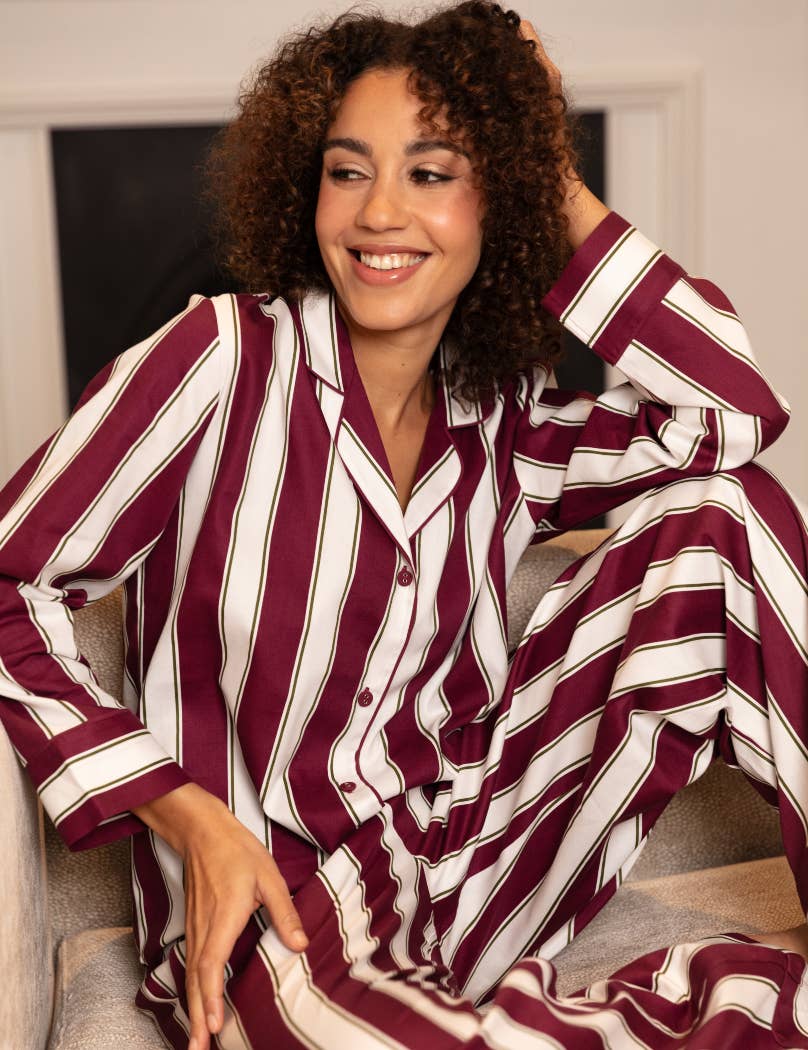 Cyberjammies - Yasmin Burgundy Stripe Pyjama Set
