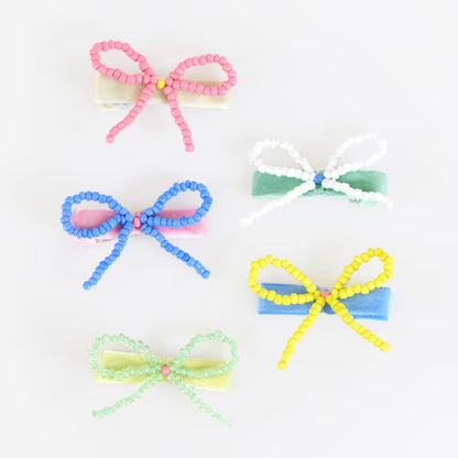 Meri Meri Beaded Bow Hair Clips (Set of 5) | Colourful Beaded Hair Accessories