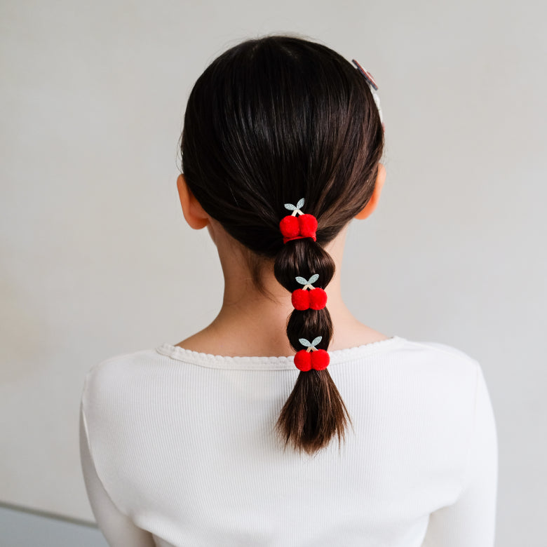Mimi & Lula Pom Pom Cherries Ponies | Cherry Hair Bobbles for Children