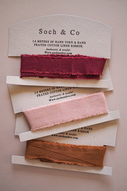 Hand frayed linen ribbon