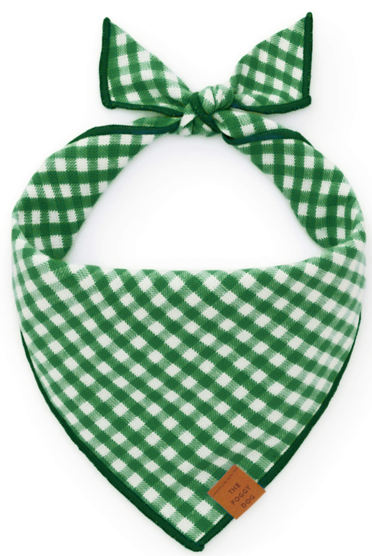 The Foggy Dog - Evergreen Gingham Dog Bandana