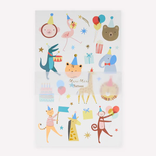 Meri Meri Animal Parade Tattoo Sheets (x2 sheets)