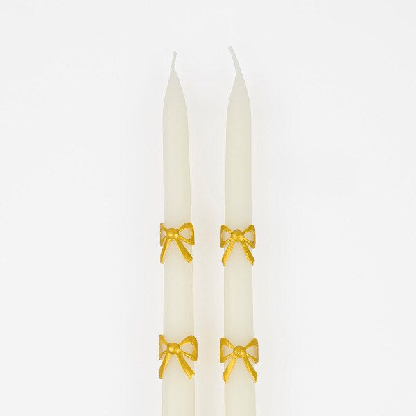 Meri Meri Gold Bow Table Candles x2