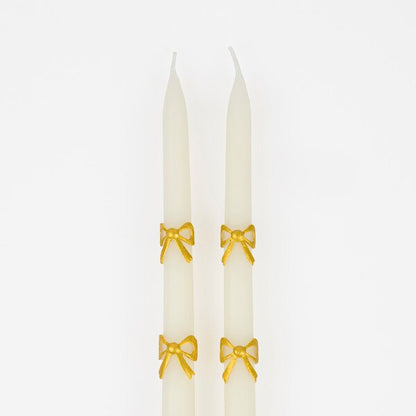 Meri Meri Gold Bow Table Candles x2