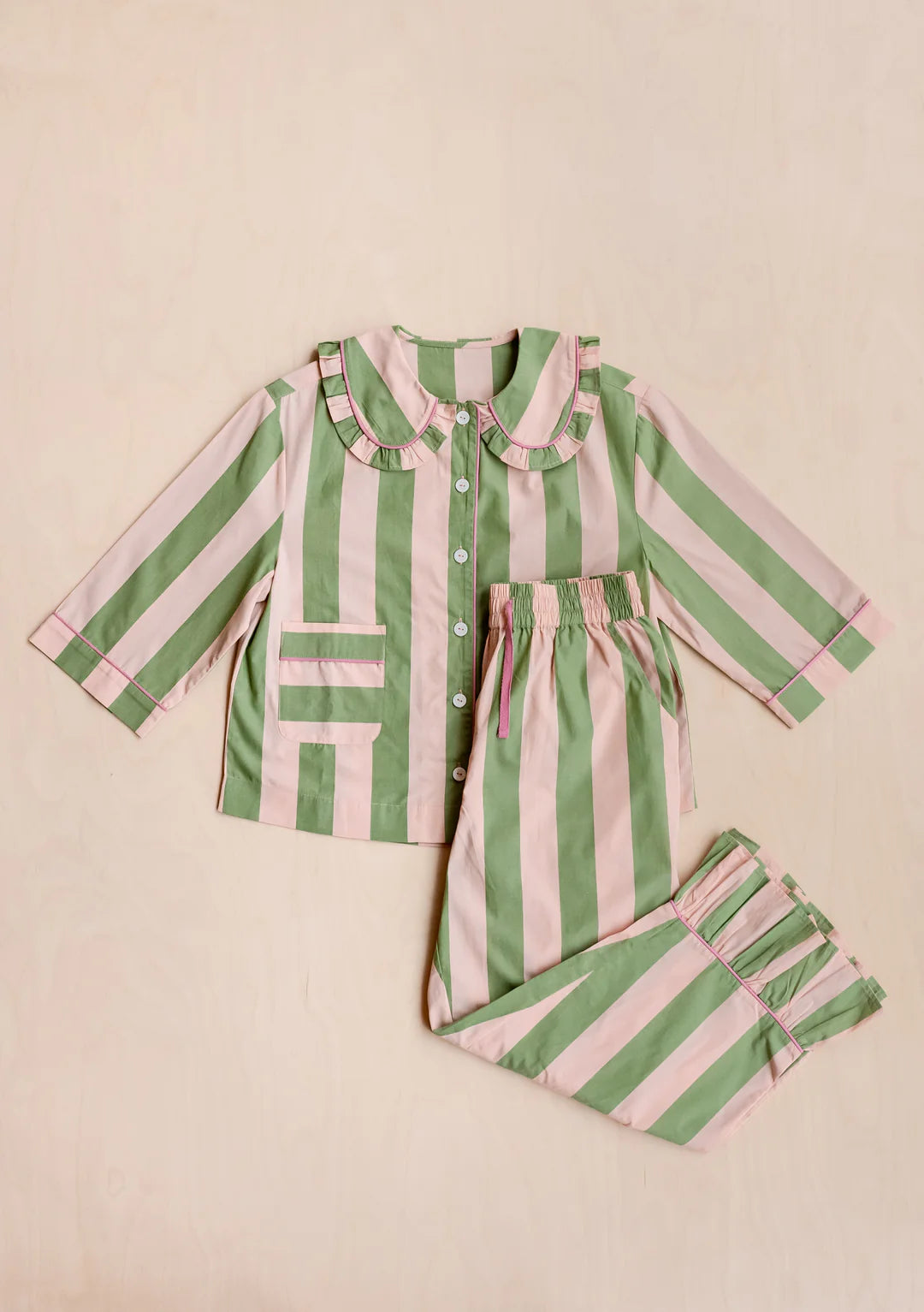 TBCo Green & Pink Cropped Cotton Pyjama