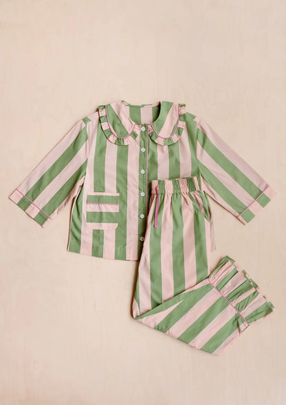 TBCo Green & Pink Cropped Cotton Pyjama