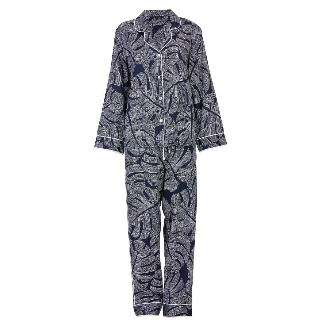 Fable and Eve - Knightsbridge Navy Leaf Pyjama Set