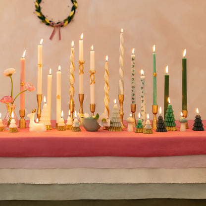 Meri Meri Gold Stripy Bow Table Candles x2