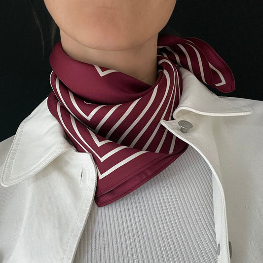 Lescarf 50cm Silk Scarf Wine Red.