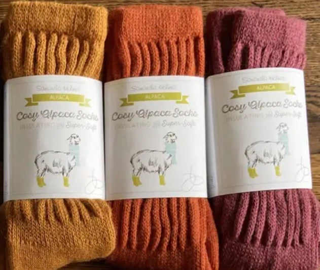 Cosy Alpaca Rib Cushion Socks Pumpkin | Samantha Holmes