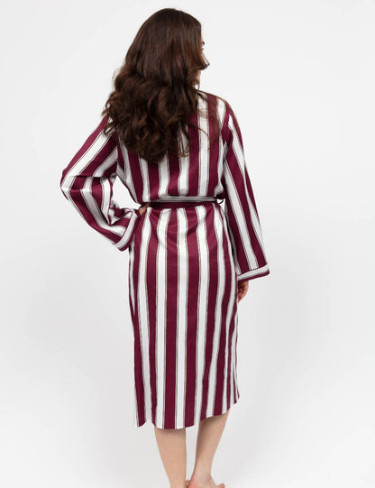 Cyberjammies - Yasmin Burgundy Stripe Long Dressing Gown