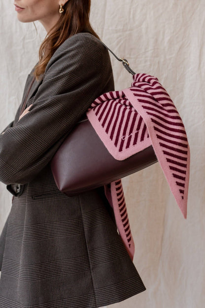 TBCo - Merino Triangle Scarf in Pink Stripe