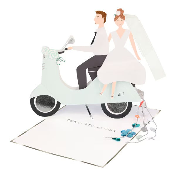 Meri Meri Scooter Couple Wedding Card