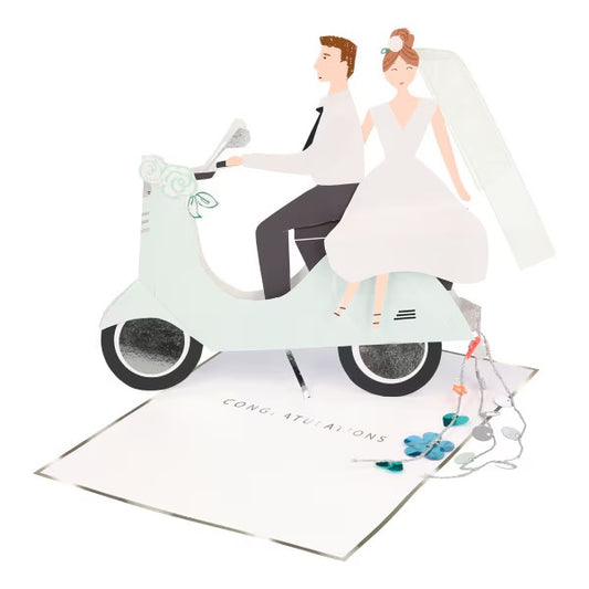 Meri Meri Scooter Couple Wedding Card