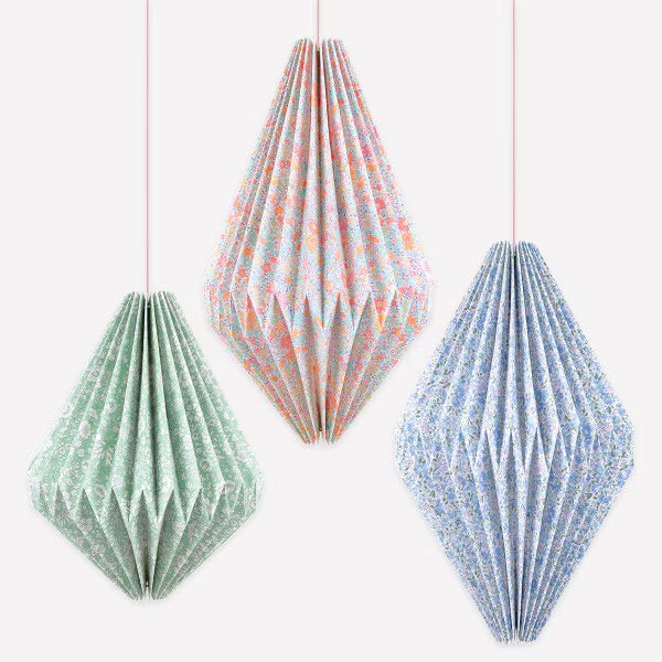 Meri Meri x Liberty Origami Lantern Decorations | Liberty Party Decorations (Set of 3)