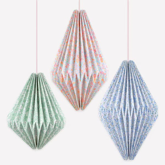 Meri Meri x Liberty Origami Lantern Decorations | Liberty Party Decorations (Set of 3)