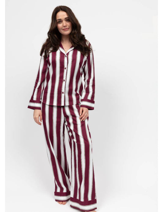 Cyberjammies - Yasmin Burgundy Stripe Pyjama Set
