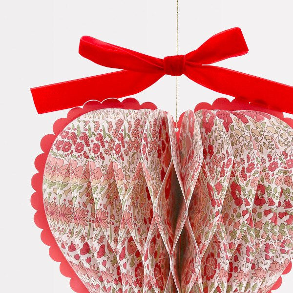Meri Meri x Liberty Paper Honeycomb Heart Decorations (Set of 3) | Liberty Party Decorations