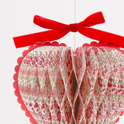 Meri Meri x Liberty Paper Honeycomb Heart Decorations (Set of 3) | Liberty Party Decorations